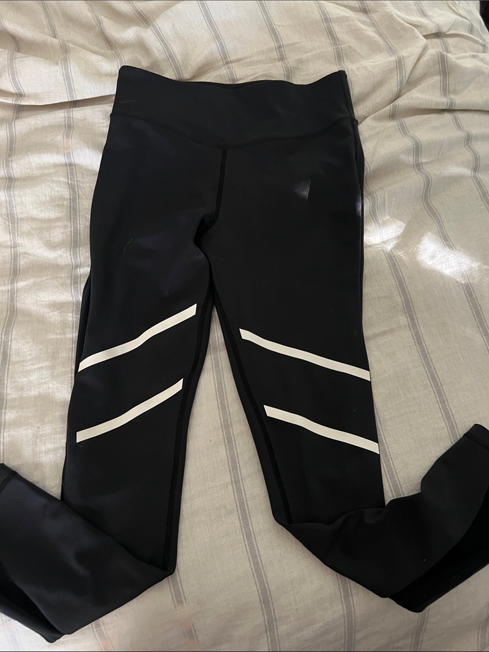 5/$10 item ZYIA Black Leggings with White Chevron Stripes